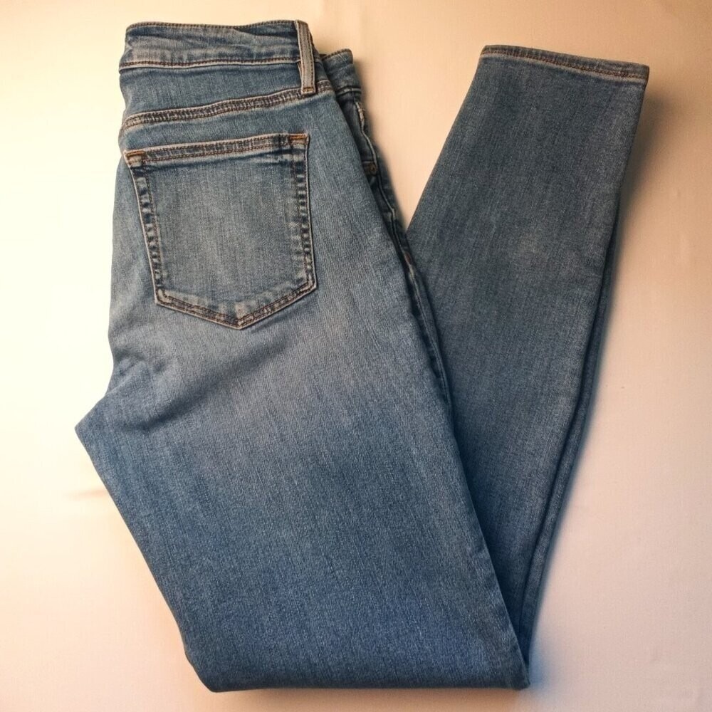 Loft Womens Curvy Skinny Crop Mid Rise Stretch Denim Jeans Size 26/2 Blue Casual